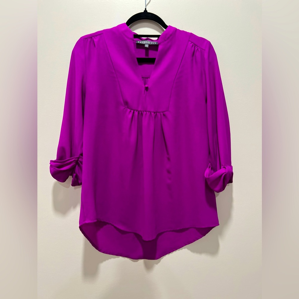 Brixon Ivy Womens Blouse Purple 3/4 Sleeve